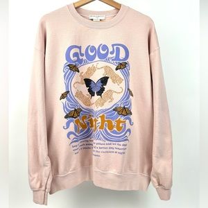 UO Project Social T Dreamscape Graphic Pullover Pink Sweatshirt S/M
